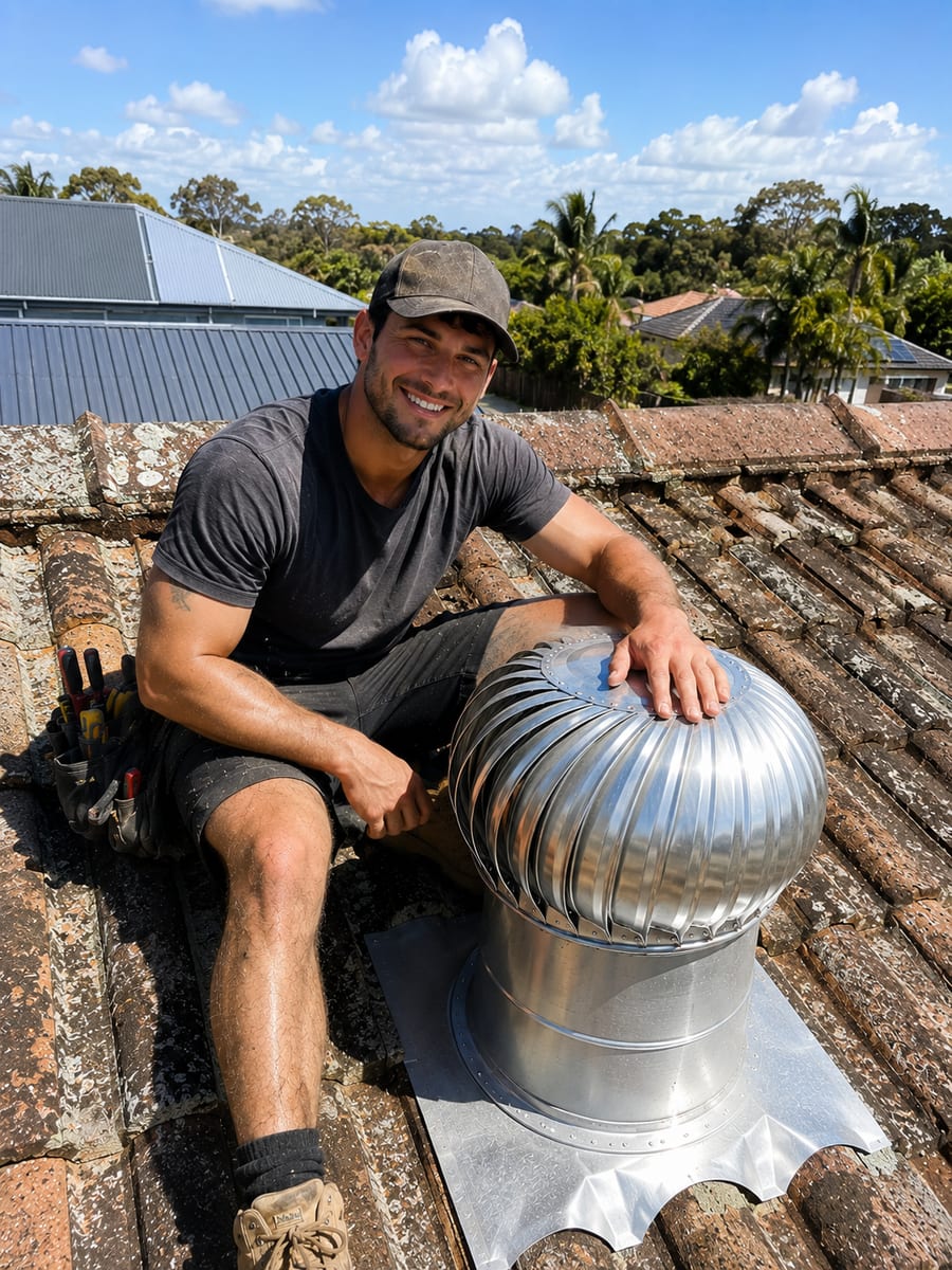Dave — Perth whirlybird installer on the roof